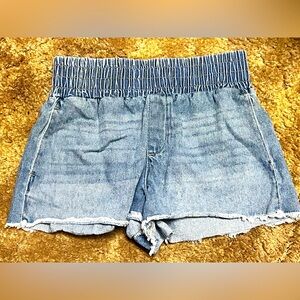 High Waist Blue Denim Shorts Pull On Size 7-9